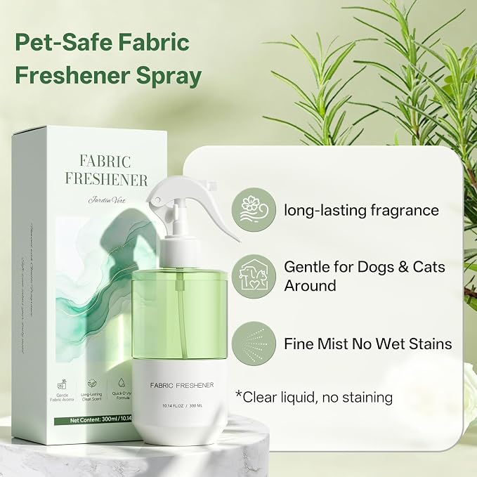 Odor Eliminator Fabric Spray Freshener, Long-Lasting Herbal Scent | Clothes & Room Deodorizer, Linen Spray, for Couches, Carpets & Bedding, Alcohol-Free, Safe for Kids & Pets, 10.14 OZ, 2-PK