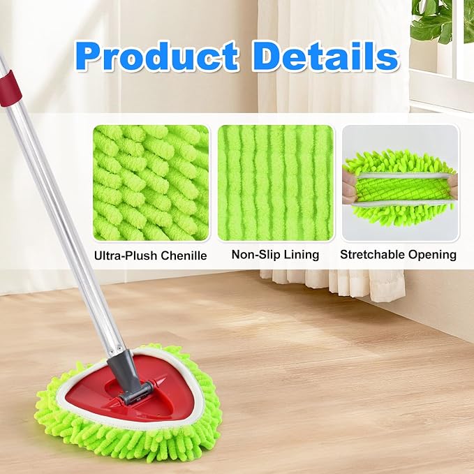 Spin Mop Replace Head, Base, Mop Replacement Head for O Cedar EasyWring 1 Tank System 4 Microfiber Refills, 1 Mop Head Base(4Green)