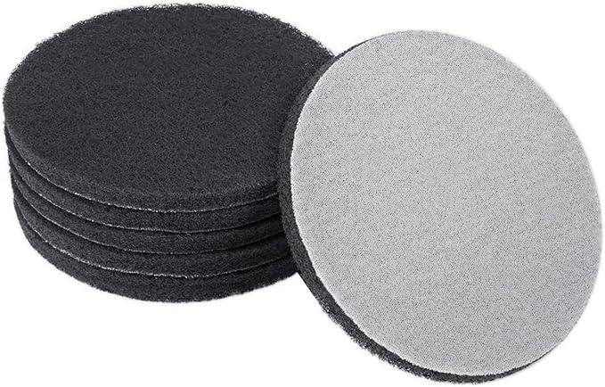 Auniwaig 1000-Grits 7 Inch Scrubber Scouring Pads Gray-Multipurpose, Drill Scuffing Disc Hoop and Loop Cleaning Kit for Bathroom & Kitchen 6pcs