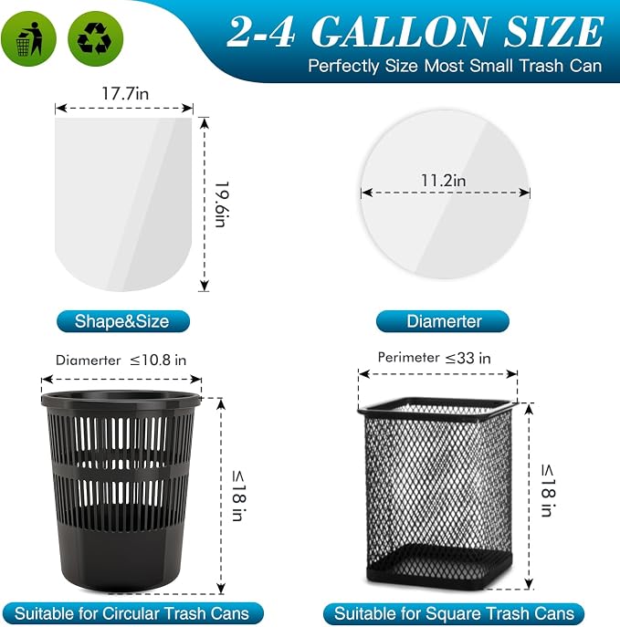 Charmount Small Trash Bags 2-4 Gallon 1000 Count | Unscented White Plastic Wastebasket Liners for Bathroom, Mini Garbage Can or Bin