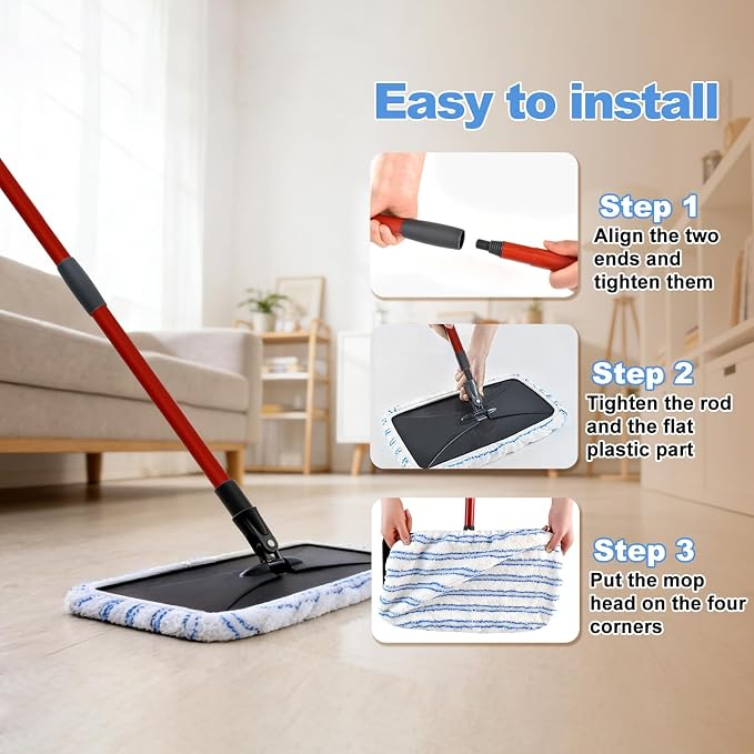 Microfiber Flat Mops for Ocedar Hardwood Floor 'n More Microfiber Mop,Wet & Dry Flat Mops with 3 Reusable Pad 1 Durable Handle,Dust Mopp for O-Cedar Hardwood Floor 'N More Mop