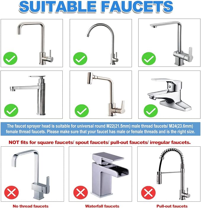 Kitchen Sink Faucet Sprayer Attachment, Movable Kitchen Tap Head 360° Rotatable, Anti-Splash Sink Sprayer Faucet Nozzle Head, Water Saving Faucet Aerator