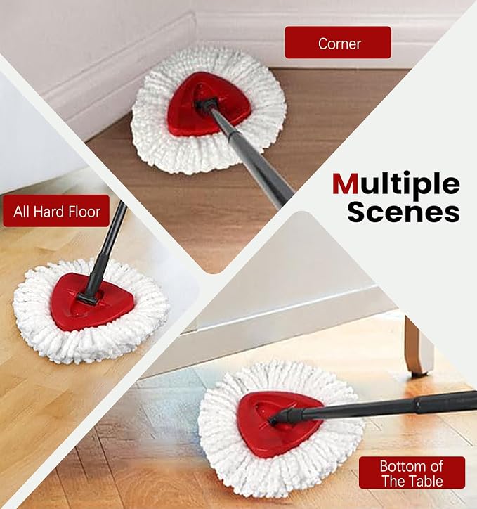 8 Pack Spin Mop Head Replacement for O-Ceda Easy Wring 1-Tank System, Microfiber Mop Refills, 360° Swivel, Deep Cleaning, Machine Washable & Easy to Replace (White)