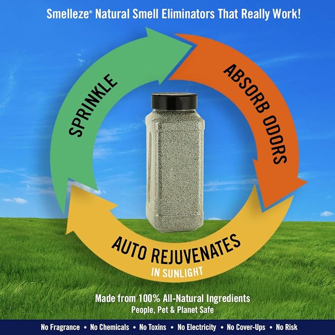 SMELLEZE Dead Animal Odor Eliminator for Strong Odor Removal - Eliminate Dead Rodent & Wildlife Smell - Safe Indoor & Outdoor Use, Natural Odor Remover, Fresh & Effective - Granules, 25 lbs. | Eliminate Dead Rodent & Wildlife Smell - Safe Indoor & Outd...