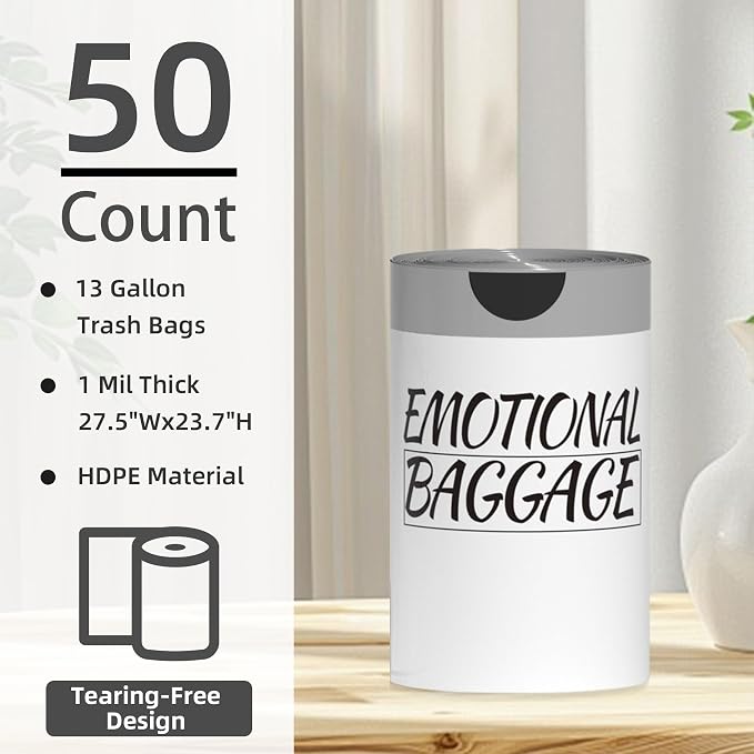 13 Gallon Drawstring Tall Kitchen Trash Bags - 50 Counts | 13G Tall Garbage Bags for Kitchen, Trash Can Liners, Leakproof ,Odor Control, Resists Leaks, Punctures, Rips
