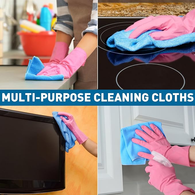 TEAWOO Microfiber Cleaning Cloths-15 Pack, Blue, Microfiber Towels | Cleaning Rags for Cars, Home(12x12 inches)