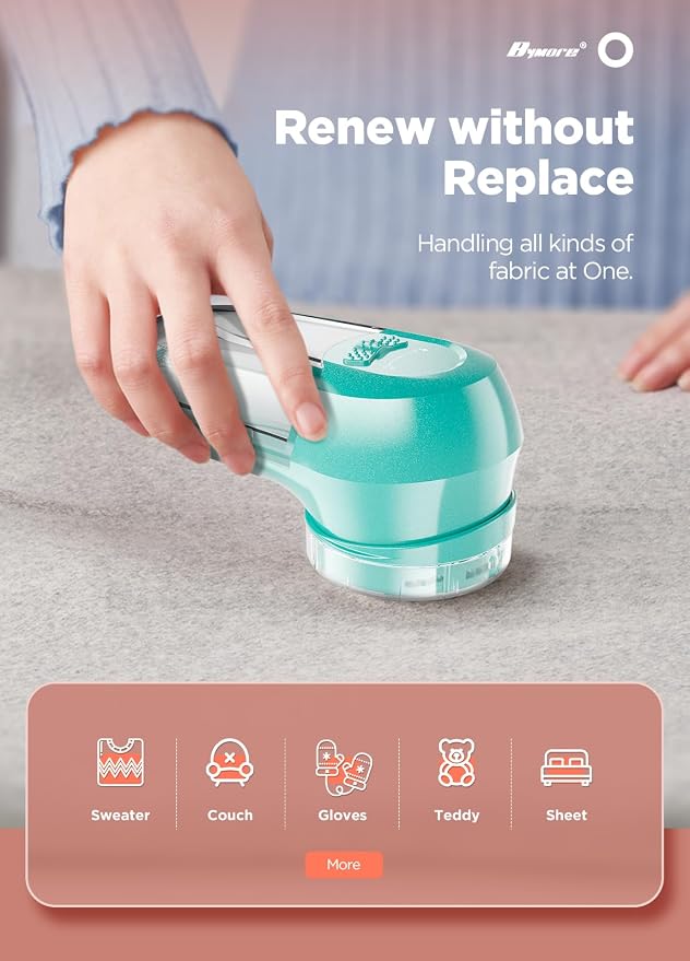 Bymore Fabric Shaver, Lint Shaver, Sweater Shaver for Clothes, Blue | Compact one-button design refreshes clothes quickly and fits easily in a bag for home, office or travel