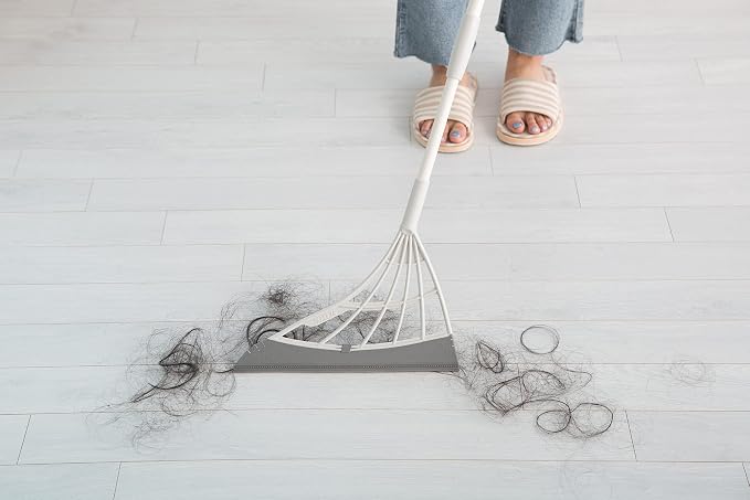 Original Broombi - All-Surface Silicone Broom, Squeegee, Pet Hair Remover - Smart Broom for Indoor Cleaning - Cleans Glass, Fine Dust, Hair, Liquids - for Smooth Floors, Rugs, Windows (Grey)
