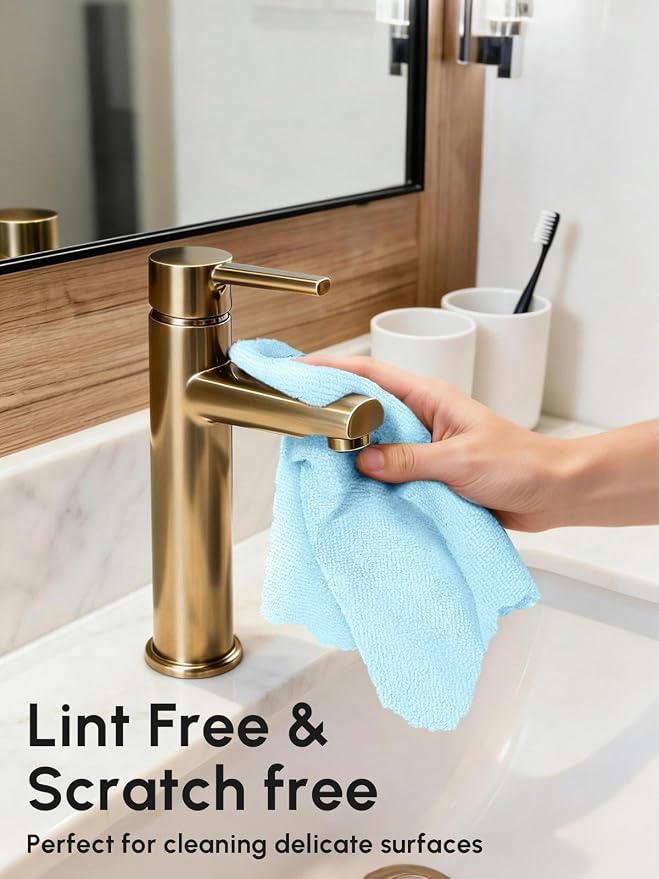 Microfiber Cleaning Cloths Roll 75 Pack 12x12 Inch Lint Free | Tear away design, lint free, washable, scratch free, ultra absorbent, for dish rags and household cleaning, blue color