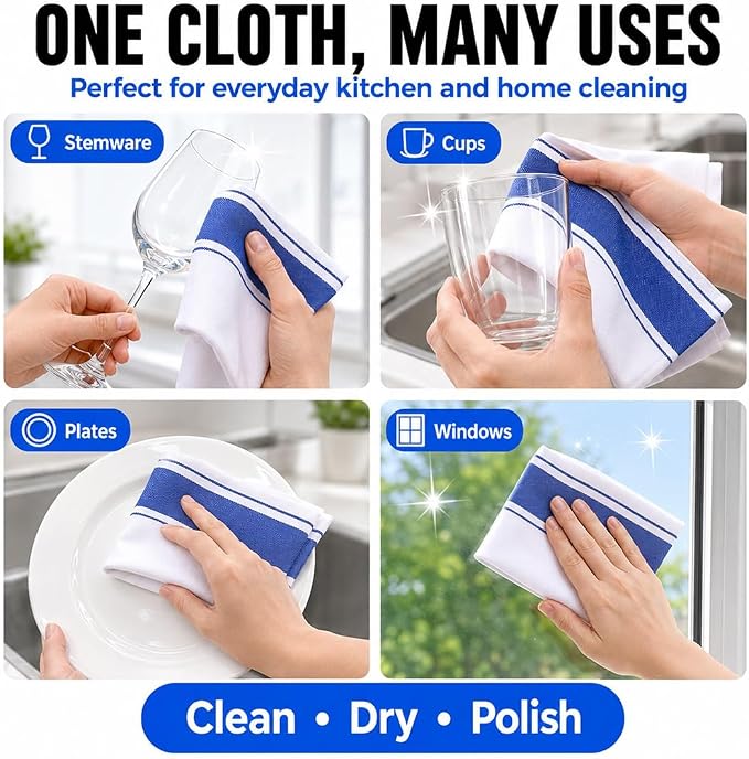 Premium Cotton Glass Cleaning Cloth, Highly Absorbent Wine Glass Polishing Cloths, Streak Free Lint-Free, Reusable Fast Drying Towels Polish Cloth for Glass Window Mirror (5*Beige, 20 * 28in)