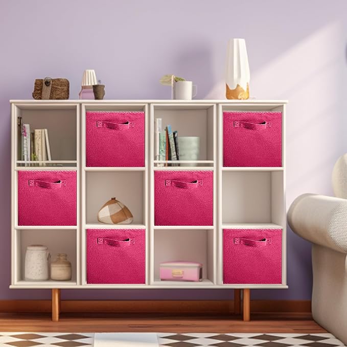 ShellKingdom Storage Bins, Foldable Fabric Storage Cubes And Cloth Organizer Drawer For Closet And Toys, 2 Pack (Fuchsia) | Storage Organizer For Closet And Toys, 10.5x10.5x11 INCH, 2 Pack (Fuchsia)
