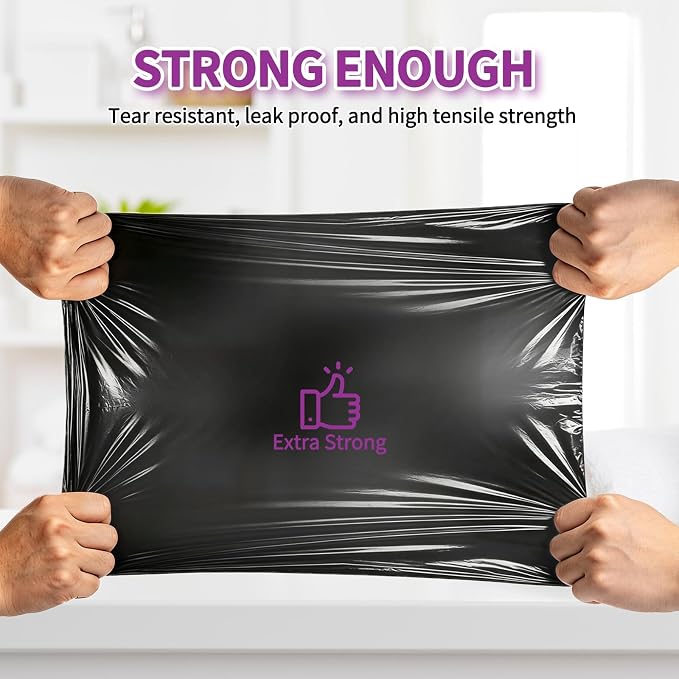 100 Count Small Drawstring Trash Bags, 8 Gallon (30L) Pre-separated Garbage Bags, Extra Thick Leak-proof Mini Wastebasket Liners for Bathroom, Office, Bedroom (Black)