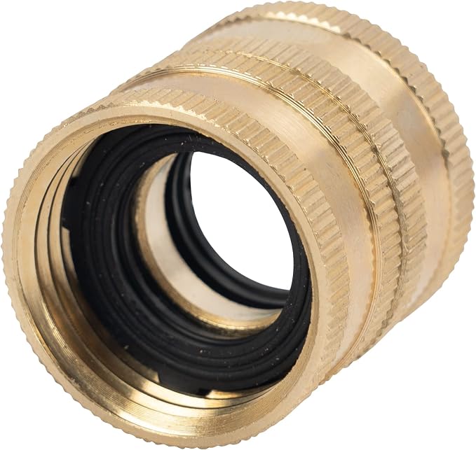 Hourleey Garden Hose Adapter, 3/4 Inch Solid Brass Hose Connectors, 4 Pack Hose Connector with 4 Extra Washers (Female to Female)
