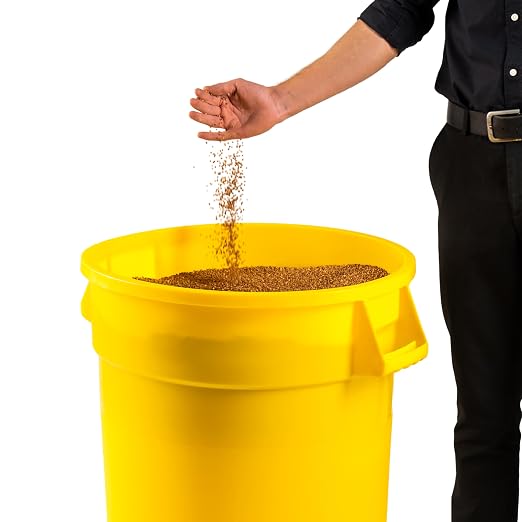 PRO&Family 32 Gallon Yellow Round Commercial Trash Can/Ingredient Bin Recycling Bin Kitchen Garbage Can Office Garbage Can Trash Barrel Plastic Barrel Yard Waste Bin Outdoor Trashcan