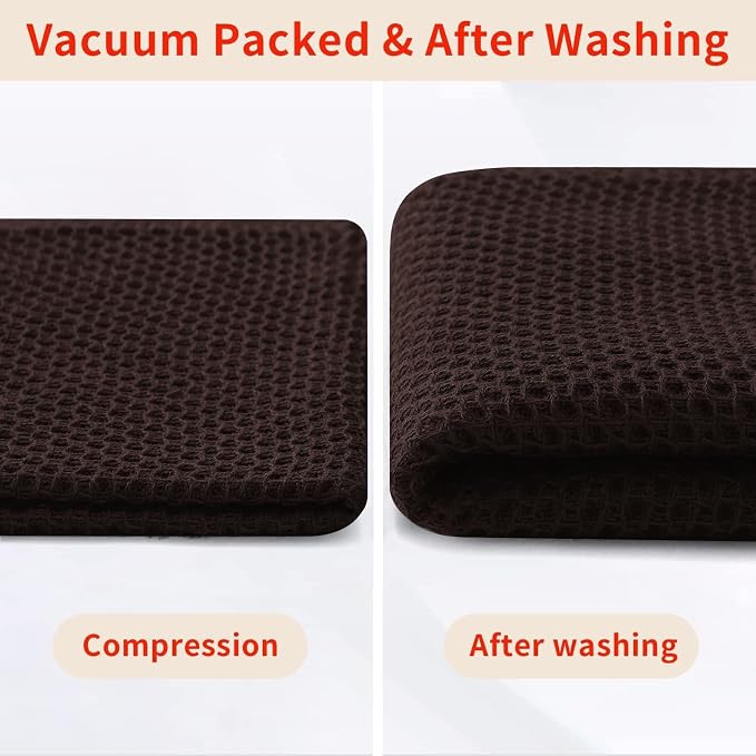 Homaxy 100% Cotton Waffle Weave Kitchen Dish Towels 18-Pack, Dark Brown | 13 x 28 Inches, Ultra Soft Absorbent Dish Towels, Quick Drying Cleaning Towels