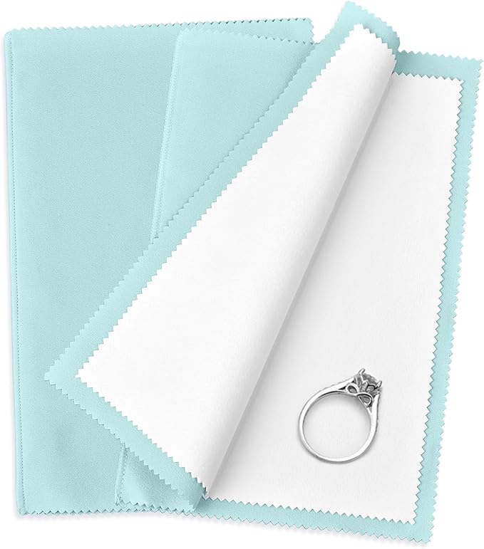 SEVENWELL Silver Polishing Cloth, 2PCS Large Jewelry Cleaning Cloths | Dual-Layer Cleaning, Large 10" × 12", Reusable, Removes Tarnish, Restores Shine, For Sterling Silver, Gold & Platinum