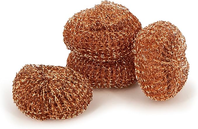 Pine-Sol Heavy-Duty Copper Coated Scrubbers - Premium Scrub Sponges for Cast Iron Pans, Stainless Steel Cookware, Oven Racks, and Grills, 4 Pack