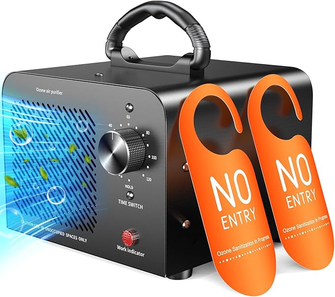 Hadlook Ozone Generator 48,000mg, Ozone Machine Odor Removal, O3 Ionizer | Commercial High Capacity Air Purifier Deodorizer, Portable Mini for Car, Home, Smoke, Pets, Industrial, for 4000 Sq. Ft-Black