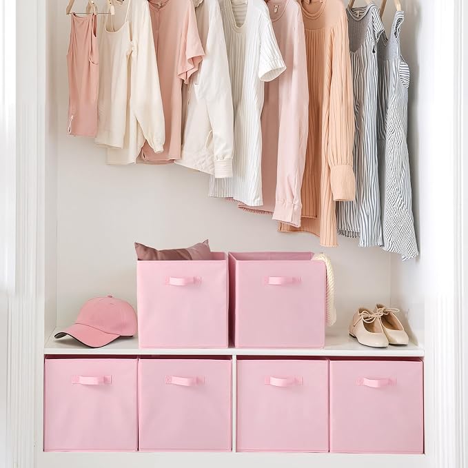 Cupic Cupid 6-Pack 13x13 Cube Storage Bins, Storage Cube Organizer, Pink | Foldable, Reinforced Front Handle, Holds Clothes, Toys, Blankets, Fits Closet, Cube Shelves, Nursery, Bedroom