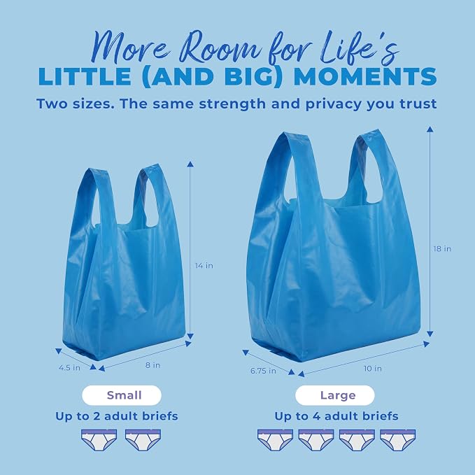 Heaven Scent Hygiene Bags 1.5MIL ULTRA-THICK Discreet Waste Disposal | Made in the USA | Mild Baby Powder Scented Trash Bags for Adult Briefs & Feminine Products - Large, 35 Bags