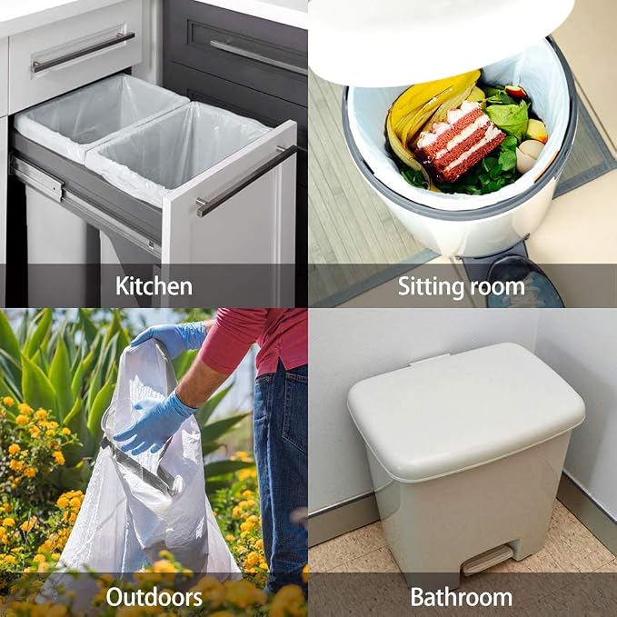 Teivio 1.6 Gallon 120 Counts Strong Drawstring Trash Bags Garbage Bags, Small Bathroom Trash Can Liners, Plastic Waste Basket Liners for Home Office Kitche, White