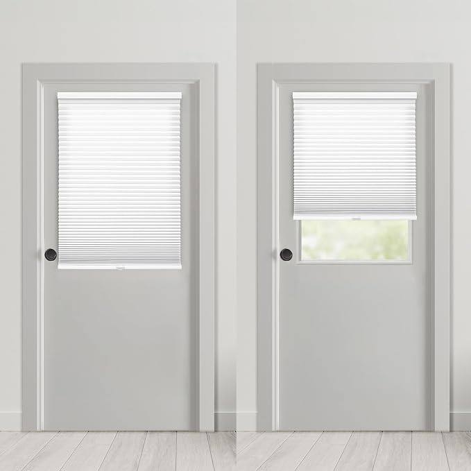 DEZ FURNISHINGS Cordless No Tools No Drill 1.5" Magnet Light Filtering Shades for Metal Doors, 24" W x 72" H, White