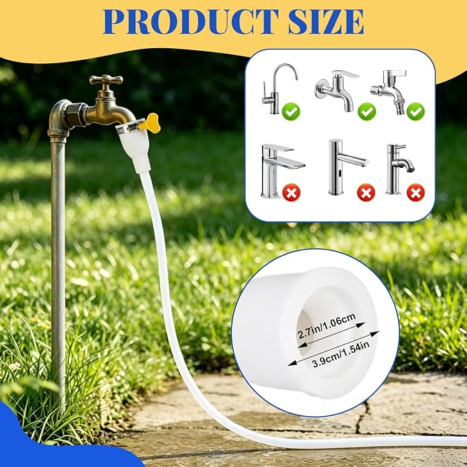 2Pcs 9.8FT Faucet Hose Adapter for Sink-PVC Sink Hose Attachment for Faucet | Extra Long Hose and Faucet Connector with Hose Clamp, Water Transfer Accessory for Indoor & Outdoor Garden Bucket Cleaning