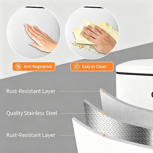 13 Gallon/50L Stainless Steel Step Trash Can, Soft Close Pedal Garbage Bin with Detachable Inner Bucket,Fingerprint Resistant,Dual-Use Waste & Recycling Container for Home Kitchen, Bathroom and Office