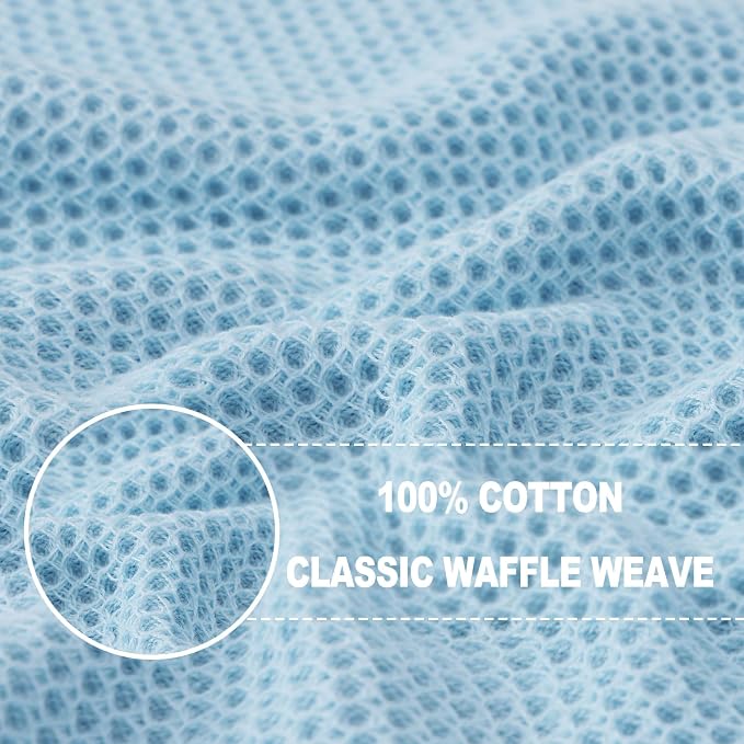 Homaxy 100% Cotton Waffle Weave Kitchen Dish Towels 4-Pack, Sky Blue | 13 x 28 Inches, Ultra Soft Absorbent Dish Towels, Quick Drying Cleaning Towels
