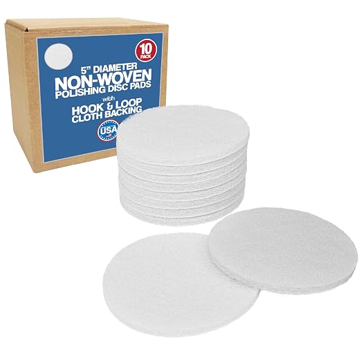 5 Inch Non Scratch Pad Hook & Loop Non Woven Discs White