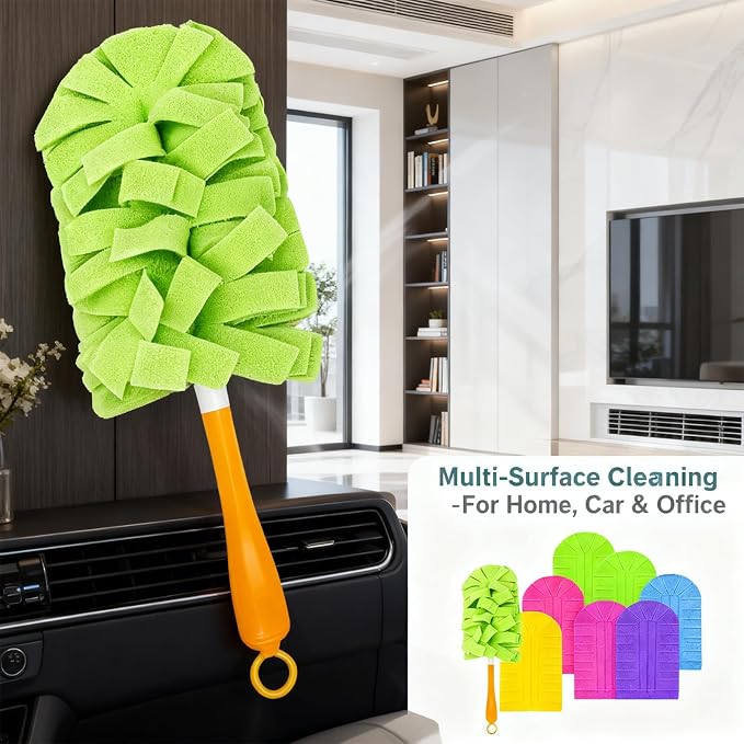 Reusable Chenille Microfiber Dust Duster, 360° Electrostatic Duster Refills — the Sustainable Choice for a Dust-Free Home, Microfiber Dusters Refills, with Dusters Handles
