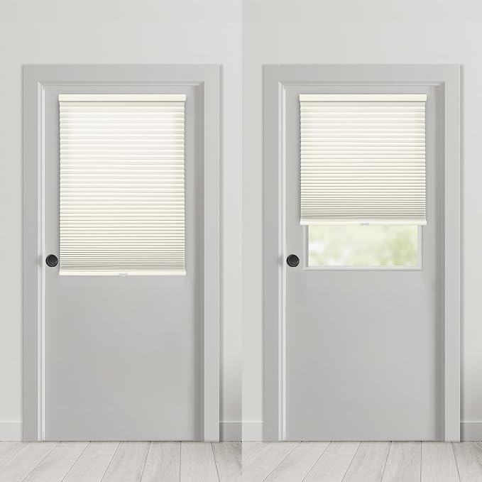 DEZ FURNISHINGS Cordless No Tools No Drill 1.5" Magnet Light Filtering Shades for Metal Doors, 27" W x 72" H, Anchor Gray