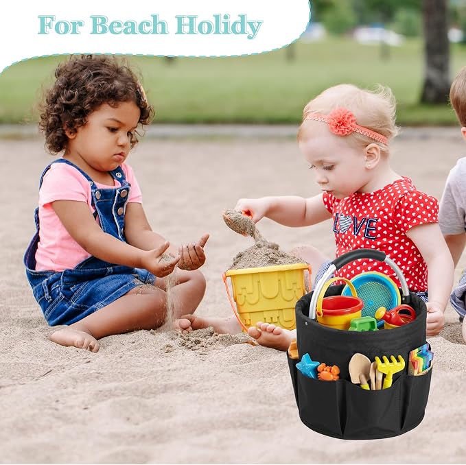 WOOHA Tool Organizers Bag 17L Collapsible Tool Bag Bathroom Caddy Outdoor Camping Garden Harvest Basket Home Bathroom Storage Bath Wash Bag（Black）