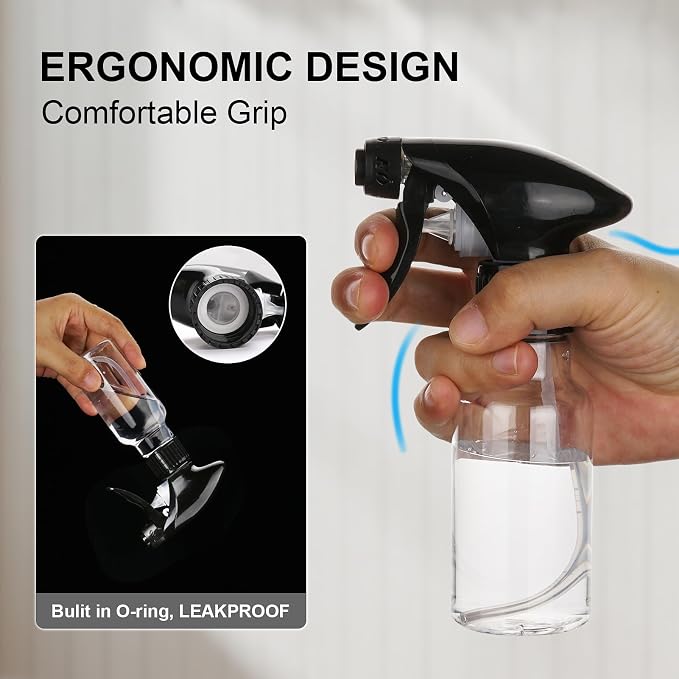 Spray Bottles 4oz/120ml Plastic Small, Clear, 2 Pack | Mist/Stream Spraying, Heavy Duty, For Hair, For Cleaning Solutions, For Plants