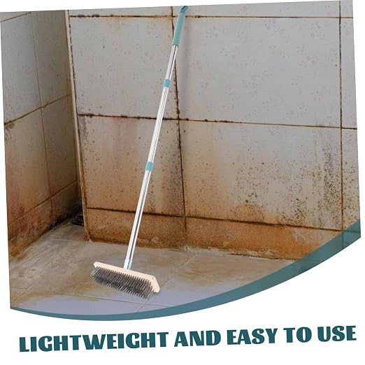 PRETYZOOM Stainless Steel Deck Scrub Brush with Handle Heavy Duty for Concrete Floors Patios and Garages Versatile Outdoor Cleaning Tool