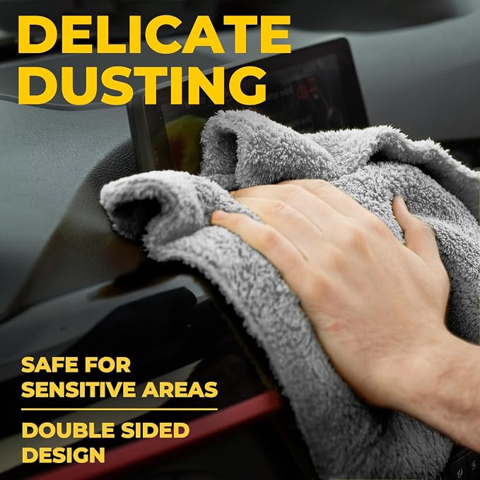Edgeless Microfiber Car Towels – 6pk(12”x12”) – Soft & Scratch-Free Towels | 540 GSM - Great for Drying, Detailing, Polishing, Buffing - Ultra Absorbent Microfiber Cleaning Cloths for Car