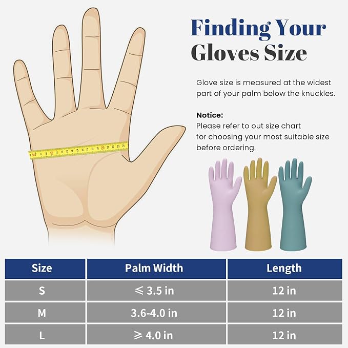Reusable Kitchen Dishwashing Gloves - 3 Pairs Rubber Household Cleaning Gloves, Flexible and Durable & Non-slip Cleaning Gloves, Great for Kitchen, Laundry, Bathroom (S, Purple+Brown+Blackish Green)