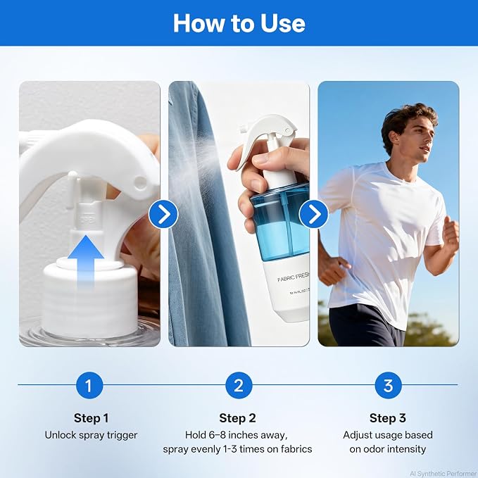 Odor Eliminator Fabric Spray Air Freshener, Long-Lasting Fresh Scent | Clothes & Room Deodorizer, Linen Spray, for Couches, Carpets & Bedding, Alcohol-Free, Safe for Kids & Pets, 10.14 OZ, 2-PK