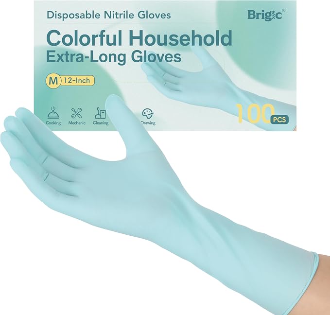 12 Inch Long Cuff Nitrile Gloves, Disposable Gloves | Extended Coverage • Textured Grip • Tear Resistant Protection