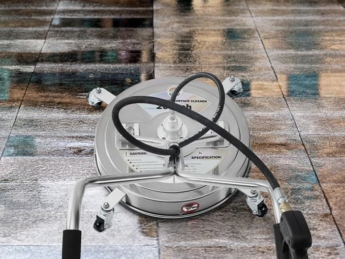 PWACCS 20" Pressure Washer Surface Cleaner with Wheels, Stainless Steel | Dual Handle & 4 Wheels, Power Washer Accessory for Driveway Sidewalk Patio Concrete Cement, 4500 PSI, 3/8" Quick Connect