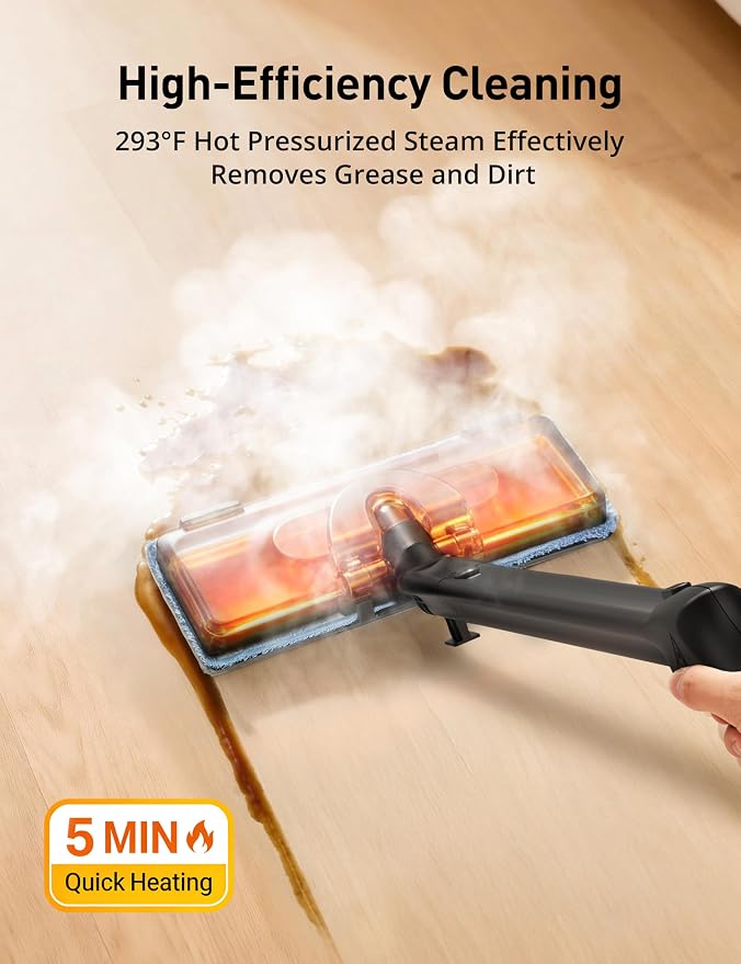 Steam Cleaner for Home, 293°F 58 PSI Powerful Multipurpose Handheld Steam Mop, 21 Attachments, 50Oz Capacity, Heavy Duty Steamer for Carpets, Floors, Cars, Tiles, Crack Cleaning, Turquoise
