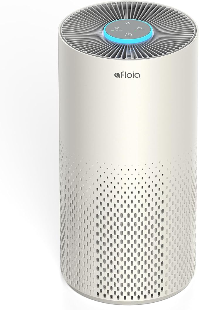 Afloia Air Purifier for Home Bedroom Large Room up to 1076 Sq Ft | 3-Stage Filter, 22dB Sleep Mode, 7 Color Light, 2/4/8H Timer, Kilo Grey