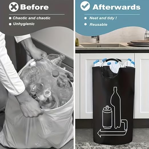 Deposit Bottle Container, Spacious 115L Capacity, Aluminum and Oxford Cloth, Recycling Bin Organizer, Waste Collection Storage, Stackable Design, for Kitchen Home Garage Pantry Beach