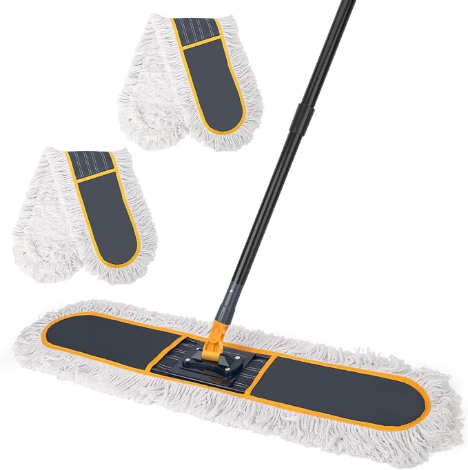 KeFanta 36" Commercial Dust Mops,Industrial Heavy Duty Floor Duster,Grey | Floor Cleaning, 2 Large Replacement Mop Heads, Wet Dry Sweeper Broom for Hardwood,Tile,Concrete,Laminate,Garage Floors