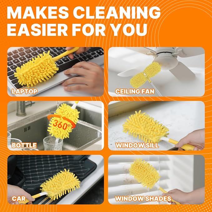 Reusable Duster Refill Compatible with Swiffer Hand Duster, 360 Heavy Duty | Duster Refills, Microfiber Washable Dusters Refills for Swiffer Duster Extended Handle, 4 Pack (Handle is Not Included)
