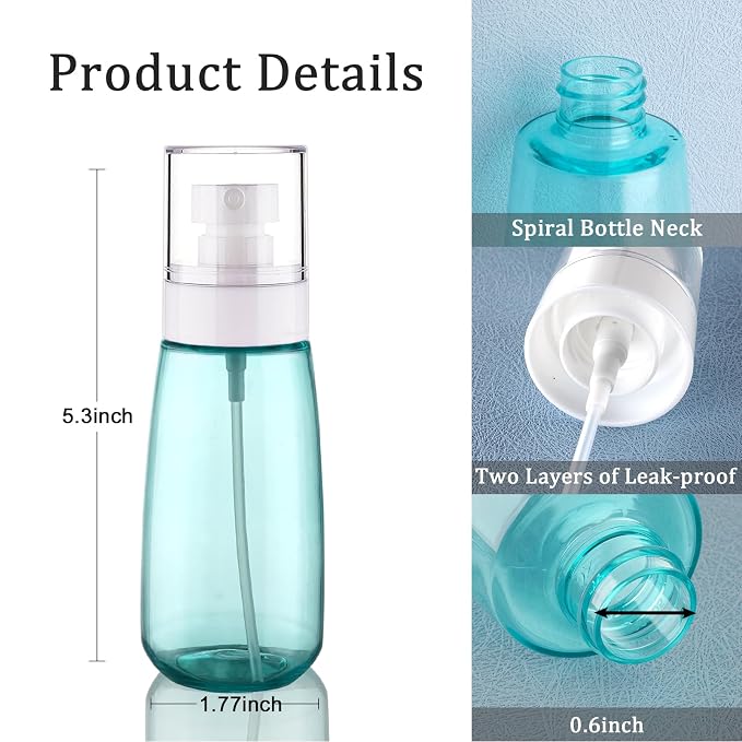 Spray Bottle for Hair TSA Approved 3.4oz 100ml 3 Pack Leak Proof Travel Spray Bottle Empty Refillable Small Spray Bottles for Perfume Essential Oils Toners Rose Water Cosmetics (3Green)