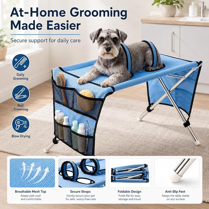 Dog Bath Hammock with Foldable Pet Bathing Stand (Upgraded Version - Black) | For bathing, paw cleaning, nail trimming and grooming Small/Medium Dogs in showers, laundry rooms and home pet care areas