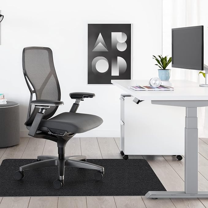 Sycoodeal Office Chair Mat for Hardwood Floor,Office Computer Gaming Chair Mat for Tile Floor,Large Floor Protector Rug,Anti-Slip,Easy to Clean,Pure Black(48"x36")