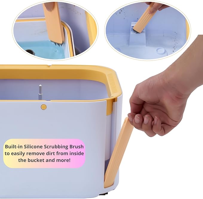 True & Tidy Square Spin Mop with Detachable Bucket, 4 Machine Washable Pads