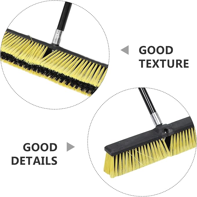KALLORY Heavy-Duty Outdoor Floor Scrubber Broom with Long Handle – 80cm Aluminum Threaded Head Push Broom for Driveway, Deck, and Sidewalk Cleaning – Commercial Grade